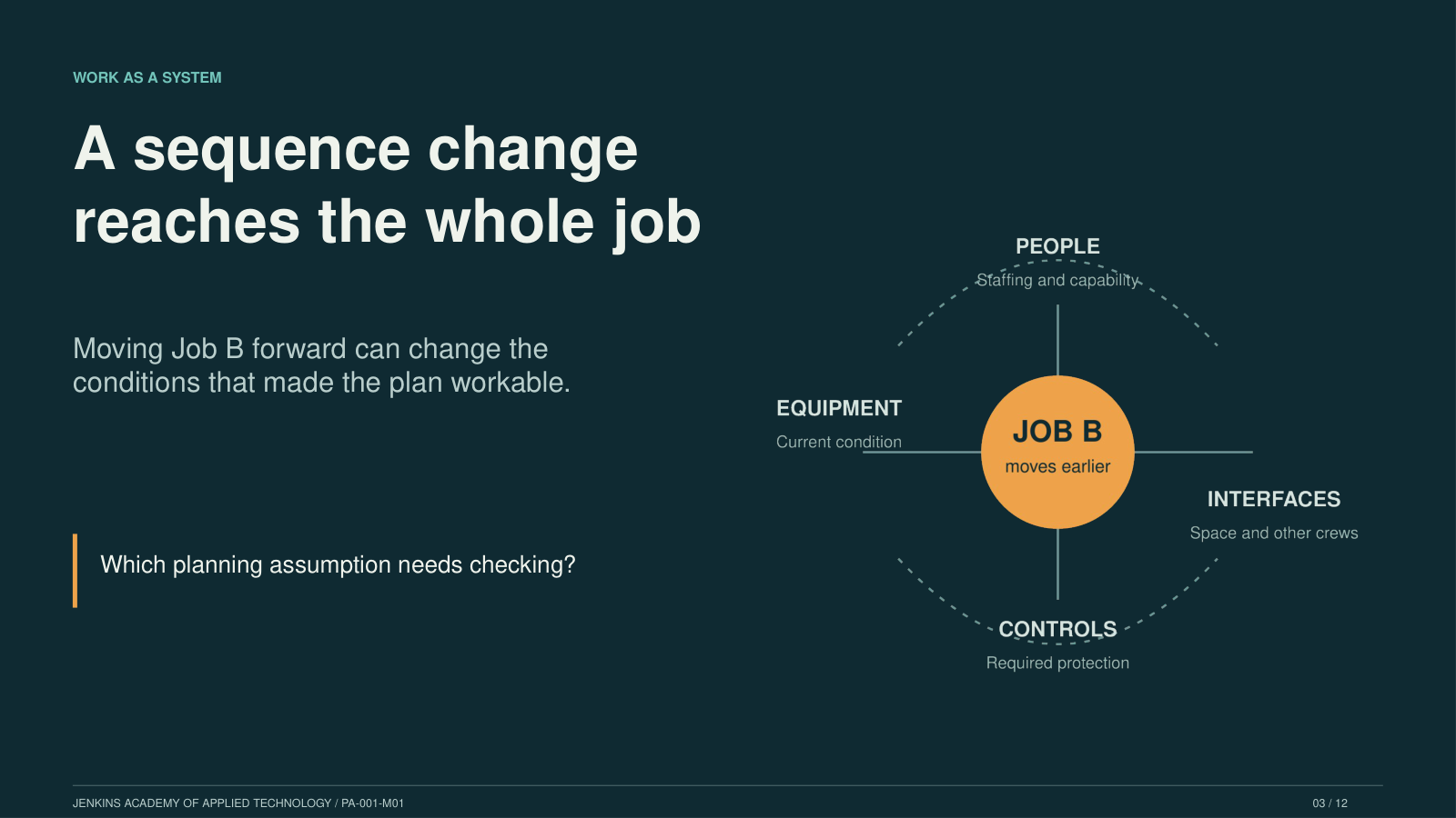 A sequence change reaches the whole job; full teaching notes are in the sample